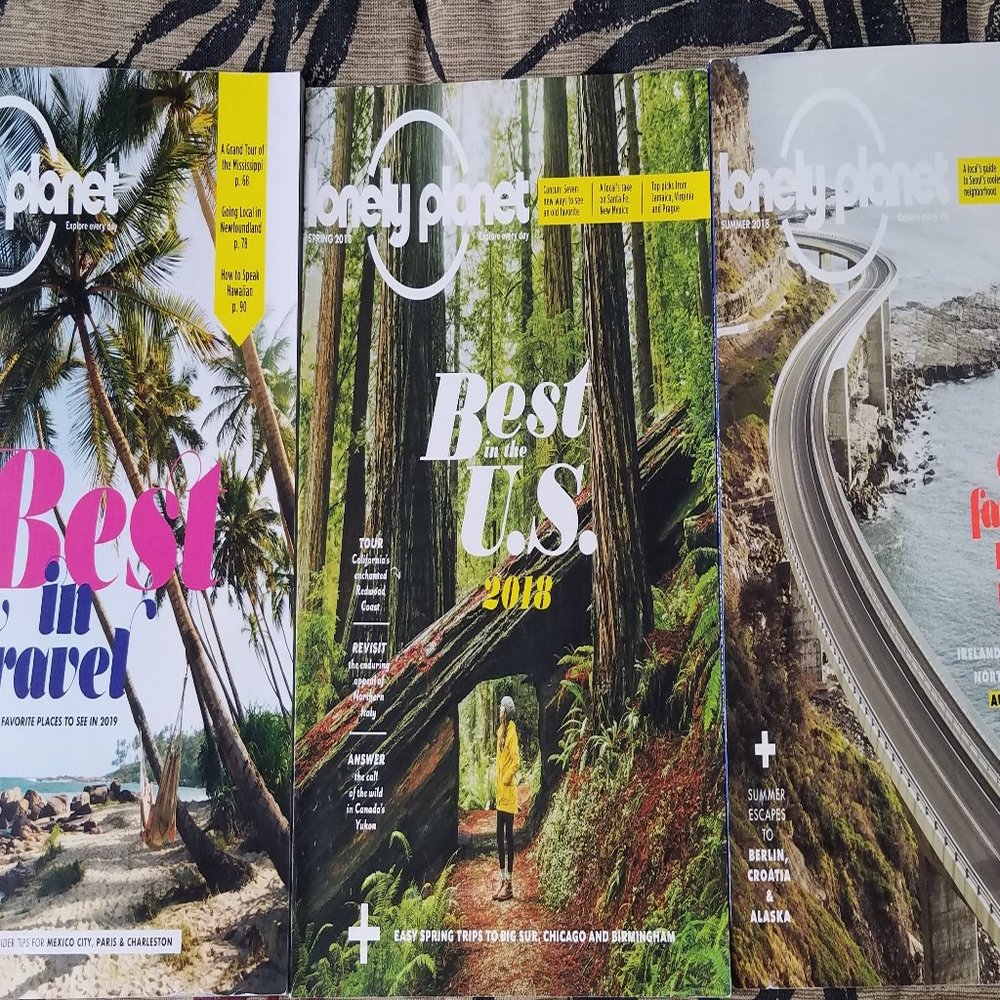 Lonely Planet magazine lot of 3 from 2018, Road trips, Best in the USA, Travel